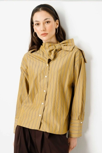 Hooopstore - Fular Yaka Gömlek - Camel (1)