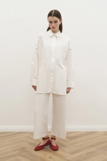 Hooopstore - Gabardin Loose Beyaz Pantolon (1) Hooopstore - Gabardin Loose Beyaz Pantolon (1)