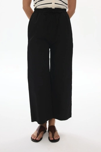 Hooopstore - Gabardin Loose Siyah Pantolon (1)