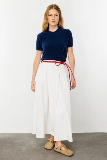 Hooopstore - Pileli Beyaz Etek