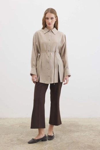 Hooopstore - Gardenya Çift Dikiş Detaylı Taş Gömlek (1)