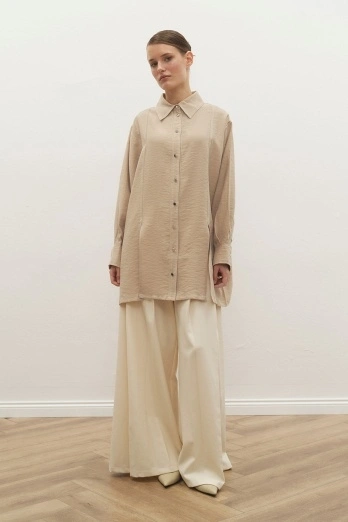 Hooopstore - Gardenya Çift Dikiş Detaylı Taş Gömlek Hooopstore - Gardenya Çift Dikiş Detaylı Taş Gömlek