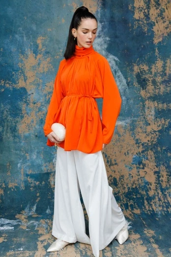 Hooopstore - Geniş Paça Kumaş Ekru Pantolon (1)