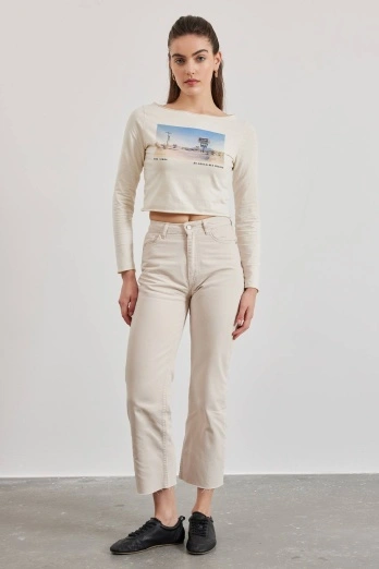 Hooopstore - H1975'S Premium Yüksel Bel Bej Jean (1)