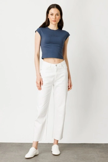 Hooopstore - H1975'S Premium Yüksel Bel Optik Beyaz Jean (1)