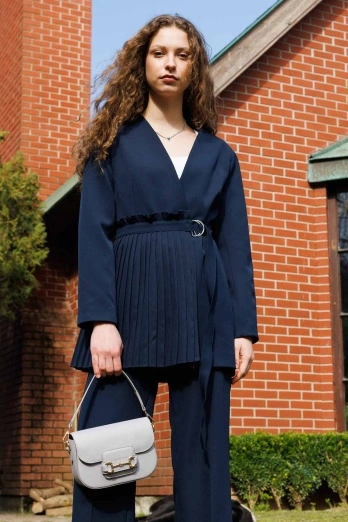 Hooopstore - Metal Toka Kapaklı Gri Çanta