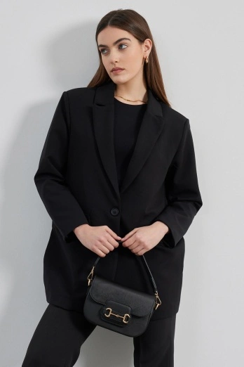 Hooopstore - Metal Toka Kapaklı Siyah Çanta (1)