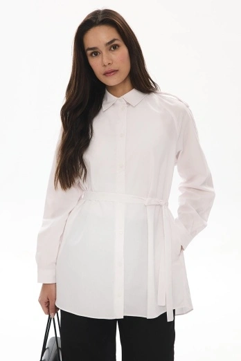 Hooopstore - Karye Beyaz Trenç Gömlek Hooopstore - Karye Beyaz Trenç Gömlek