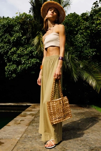 Hooopstore - Keten Bol Paça Çağla Pantolon (1)