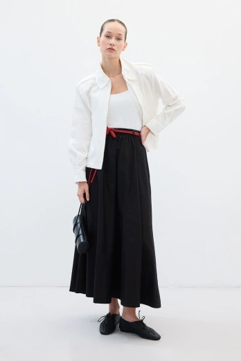 Hooopstore - Kısa Gabardin Beyaz Ceket (1)