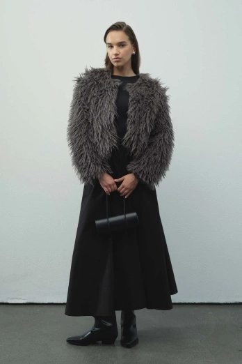 Hooopstore - Kısa Suni Kürk Antrasit Ceket (1)