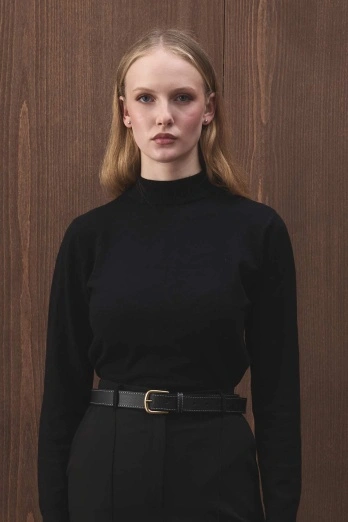 Hooopstore - Kontrast Dikişli Deri Siyah Kemer