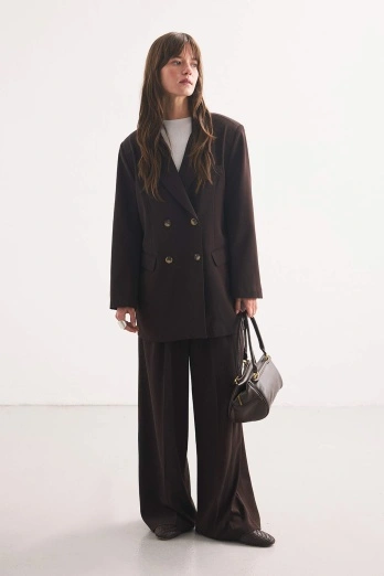 Hooopstore - Kruvaze Blazer Kahve Ceket