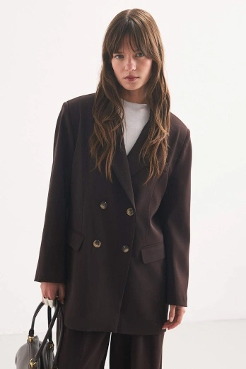 Hooopstore - Kruvaze Blazer Kahve Ceket (1)