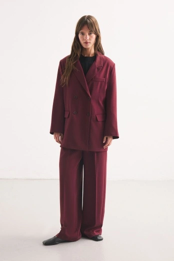 Hooopstore - Kruvaze Blazer Mürdüm Ceket (1)