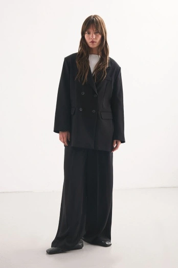 Hooopstore - Kruvaze Blazer Siyah Ceket