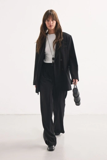 Hooopstore - Kruvaze Blazer Siyah Ceket (1)