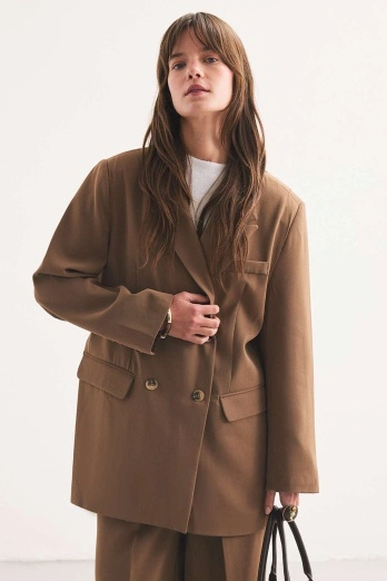 Hooopstore - Kruvaze Blazer Vizon Ceket (1)