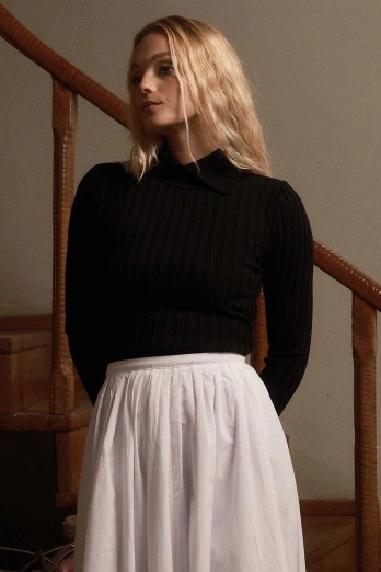 Hooopstore - Lastik Örgü Pamuklu Siyah Triko Body