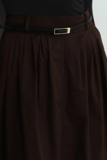 Hooopstore - Lidia Pile Detaylı Kahve Etek (1)