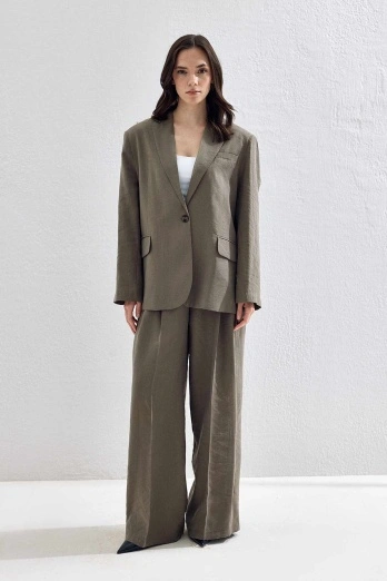 Hooopstore - Lyocell Cupra Blazer Koyu Haki Ceket