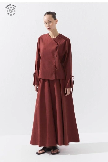 Hooopstore - Lyocell Keten Belden Lastikli Mercan Etek (1)