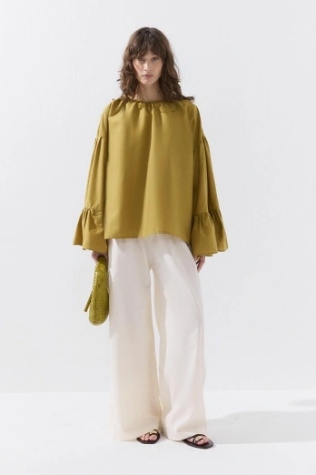 Hooopstore - Lyocell Keten Oversize Safran Bluz (1)
