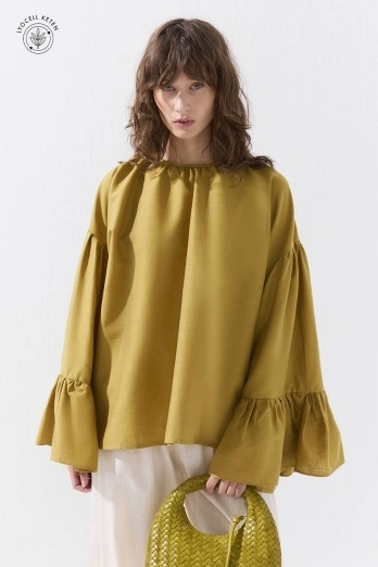 Hooopstore - Lyocell Keten Oversize Safran Bluz