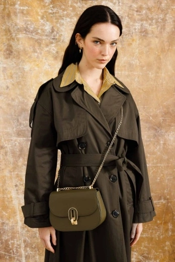 Hooopstore - Milena Oval Deri Haki Çanta (1)