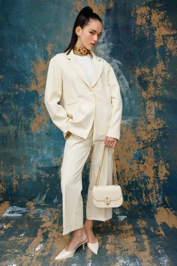 Hooopstore - Milena Oval Deri Krem Çanta (1)