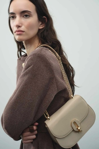 Hooopstore - Milena Oval Deri Vizon Çanta