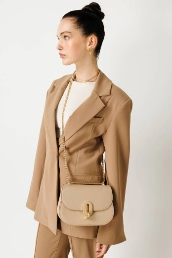 Hooopstore - Milena Oval Deri Vizon Çanta