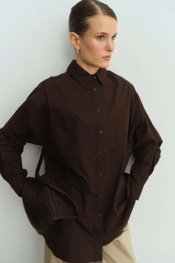 Hooopstore - Monica Aller Kapama Kahve Gömlek Hooopstore - Monica Aller Kapama Kahve Gömlek