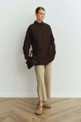 Hooopstore - Monica Aller Kapama Kahve Gömlek (1) Hooopstore - Monica Aller Kapama Kahve Gömlek (1)