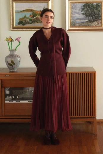 Hooopstore - Naye Belden Oturtma Merserize Bordo Hırka (1)