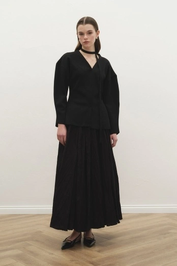 Hooopstore - Naye Belden Oturtma Merserize Siyah Hırka Hooopstore - Naye Belden Oturtma Merserize Siyah Hırka