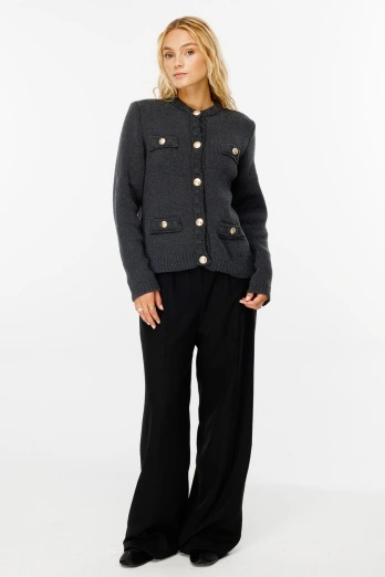 Hooopstore - Nervürlü Siyah Krep Pantolon (1)