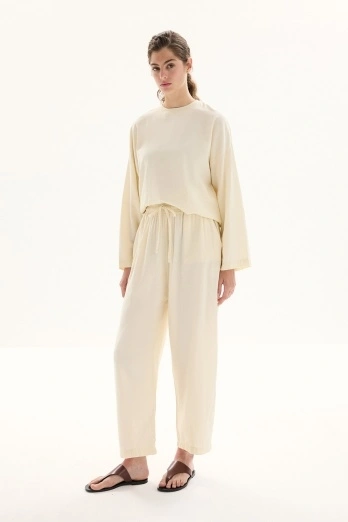 Hooopstore - Organik Karışımlı Lastikli Vanilya Pantolon (1)