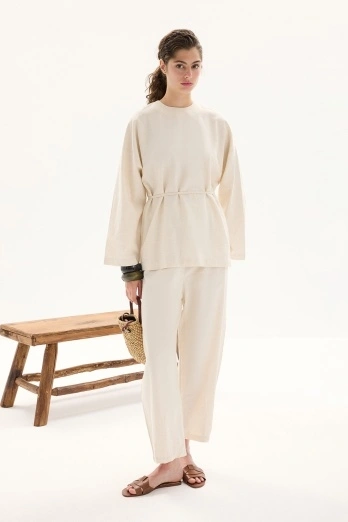 Hooopstore - Organik Karışımlı Lastikli Vanilya Pantolon