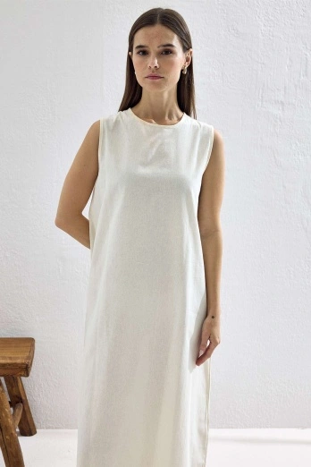 Hooopstore - Pamuk Beyaz Astar Elbise (1)