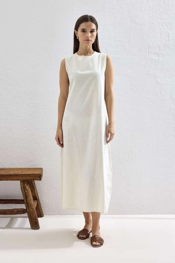 Hooopstore - Pamuk Beyaz Astar Elbise