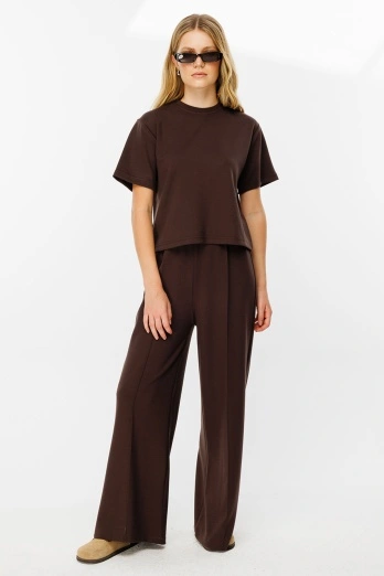 Hooopstore - Pamuklu Basic Kahve Tshirt (1)