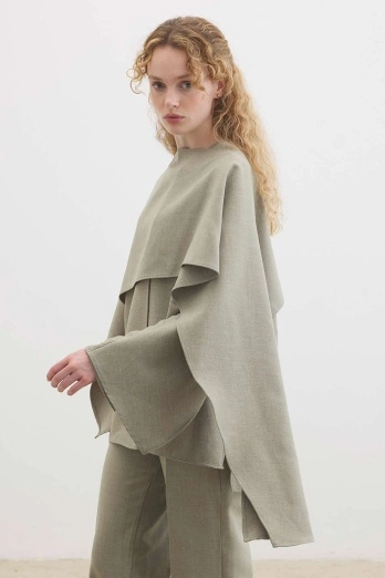 Hooopstore - Pelerin Detayl Çağla Tunik