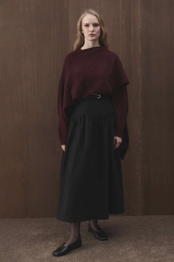 Hooopstore - Pelerin Detaylı Triko Burganya Kazak