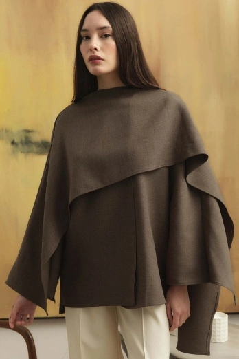 Hooopstore - Pelerin Detaylı Vizon Tunik (1)