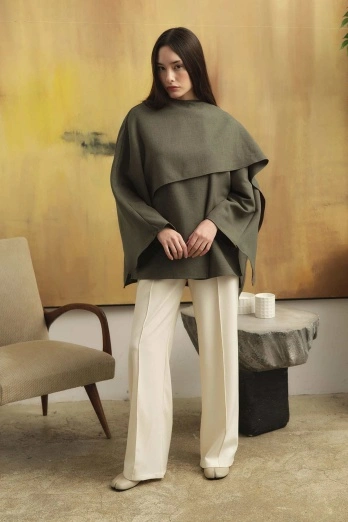 Hooopstore - Pelerin Detaylı Vizon Tunik (1)