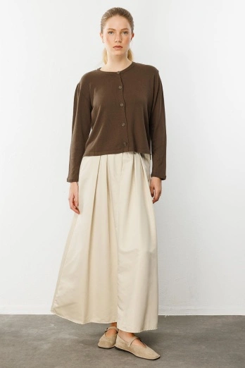 Hooopstore - Perla Koyu Kahve Triko Hırka (1)