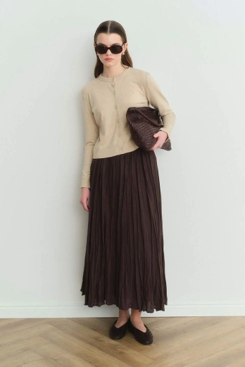 Hooopstore - Premium Bisiklet Yaka Taş Triko Hırka (1)