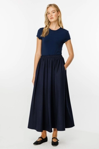 Hooopstore - Premium Büzgülü Lacivert Etek