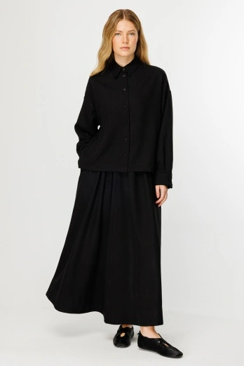 Hooopstore - Premium Büzgülü Siyah Etek (1)